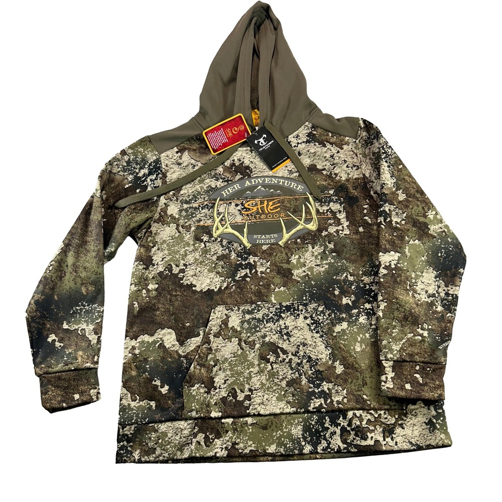 SHE Outdoor Hoodie Women Medium Camo TrueTimber Strata Performance Pullover - Picture 2 of 8